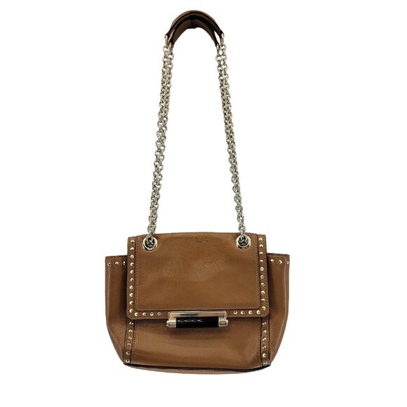Diane Von Furstenberg Highline Chain Bag Caramel Brown Leather Gold Tone